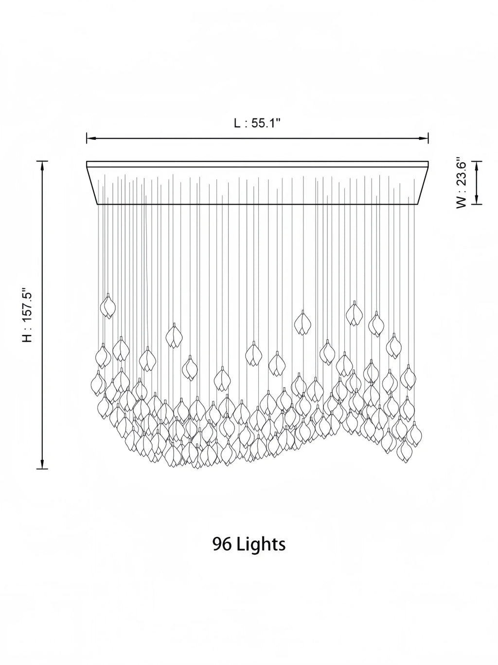 Bloom Chandelier - 26 Lights | Ellipse styleEmitting White LightingBlushlighting