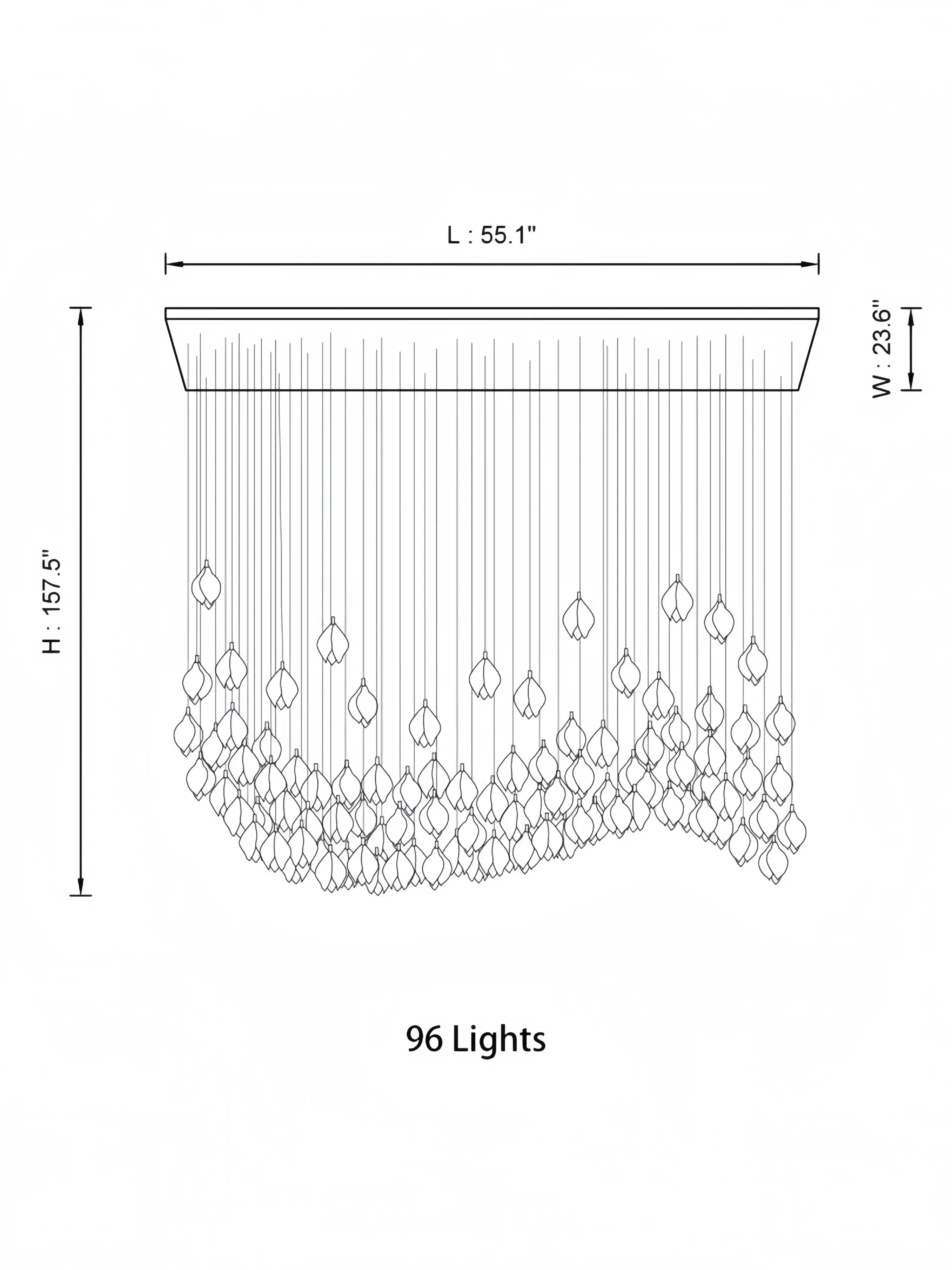 Bloom Chandelier - 26 Lights | Ellipse styleEmitting White LightingBlushlighting