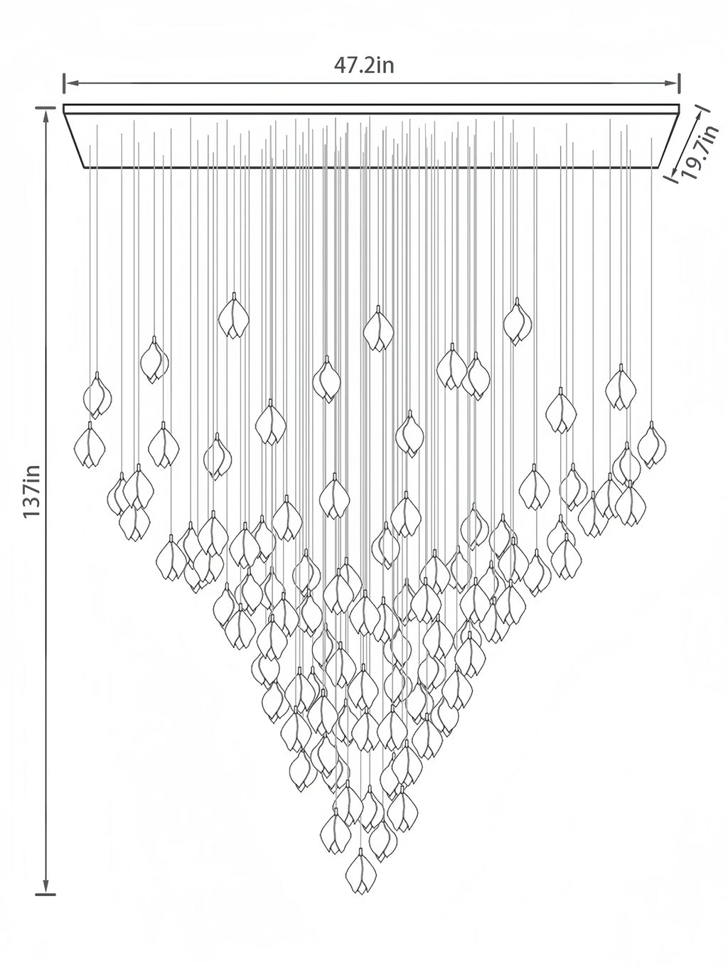 Bloom Chandelier - 26 Lights | Ellipse styleEmitting White LightingBlushlighting