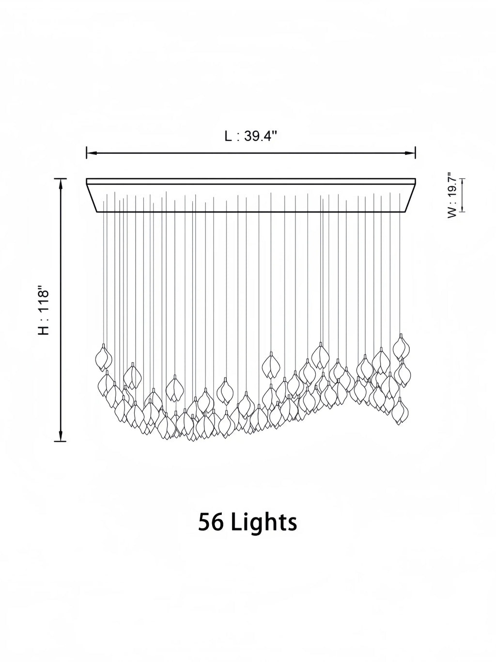 Bloom Chandelier - 26 Lights | Ellipse styleEmitting White LightingBlushlighting