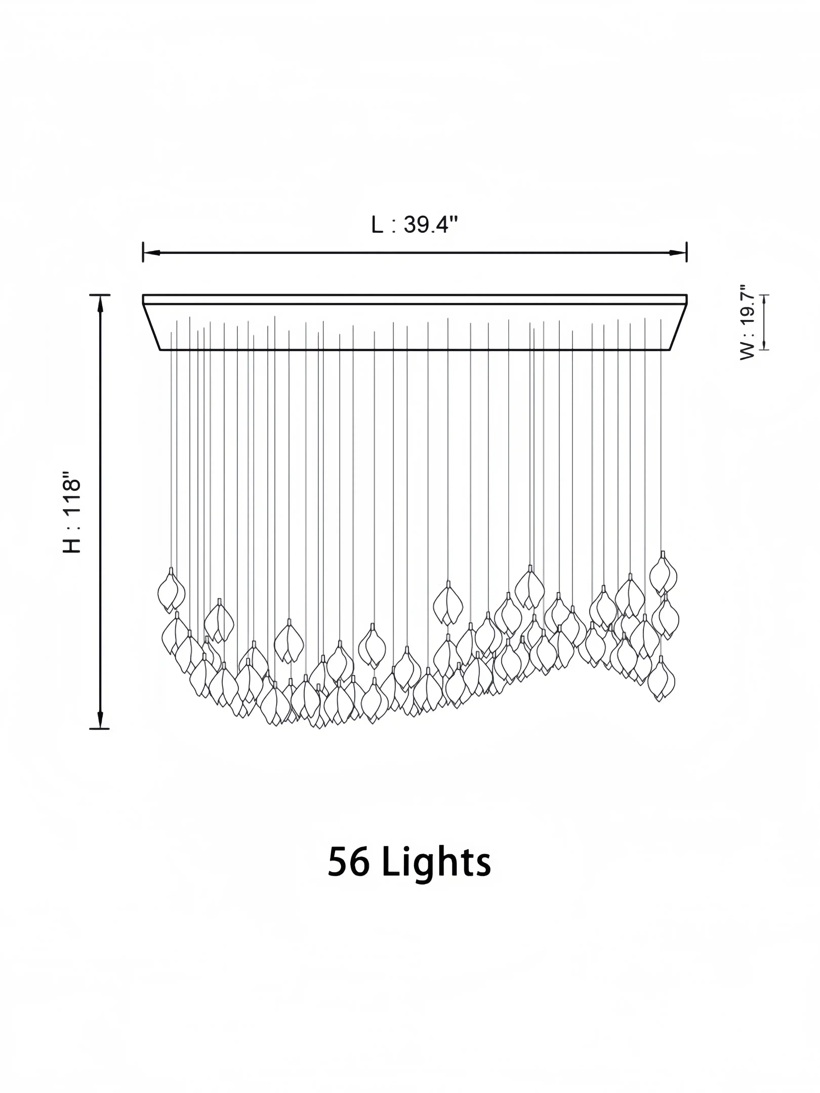 Bloom Chandelier - 26 Lights | Ellipse styleEmitting White LightingBlushlighting