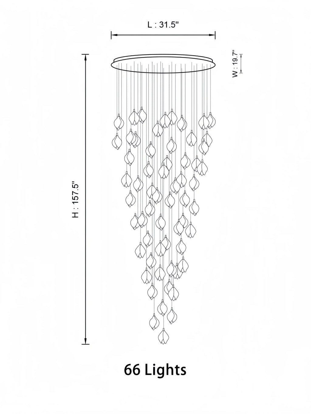 Bloom Chandelier - 26 Lights | Ellipse styleEmitting White LightingBlushlighting
