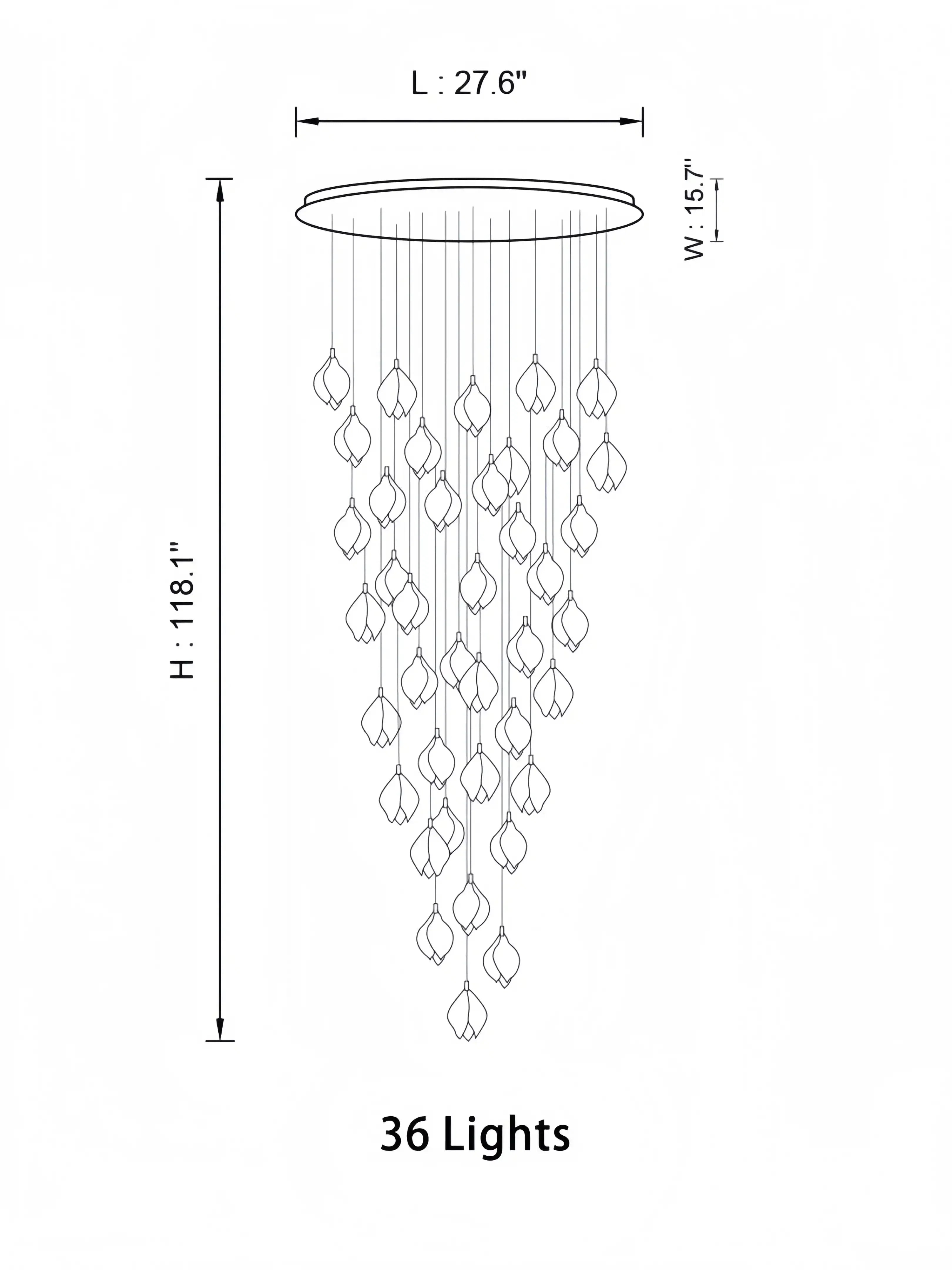 Bloom Chandelier - 26 Lights | Ellipse styleEmitting White LightingBlushlighting
