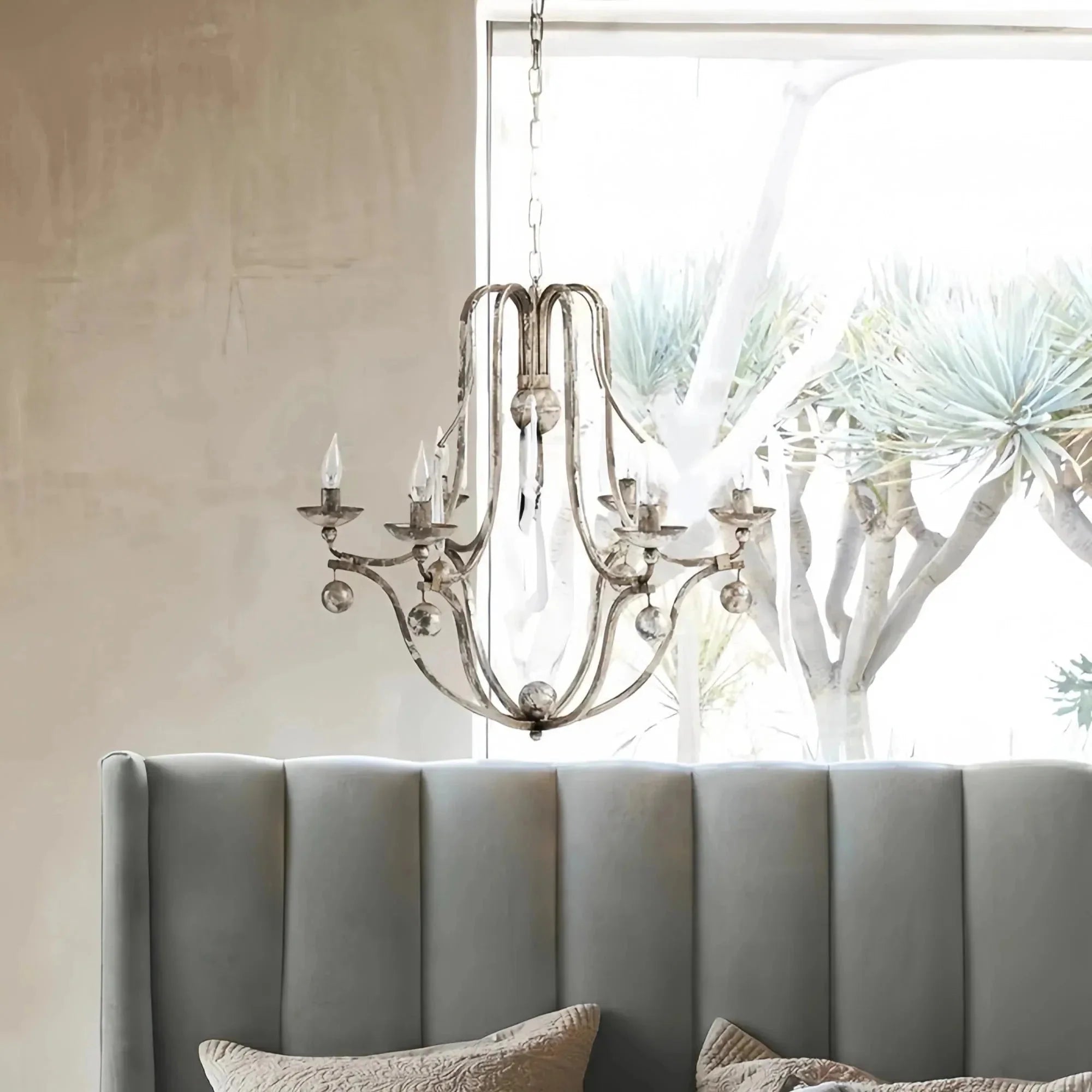 Bonitai Chandelier- Silver - clear finish, modern home lighting