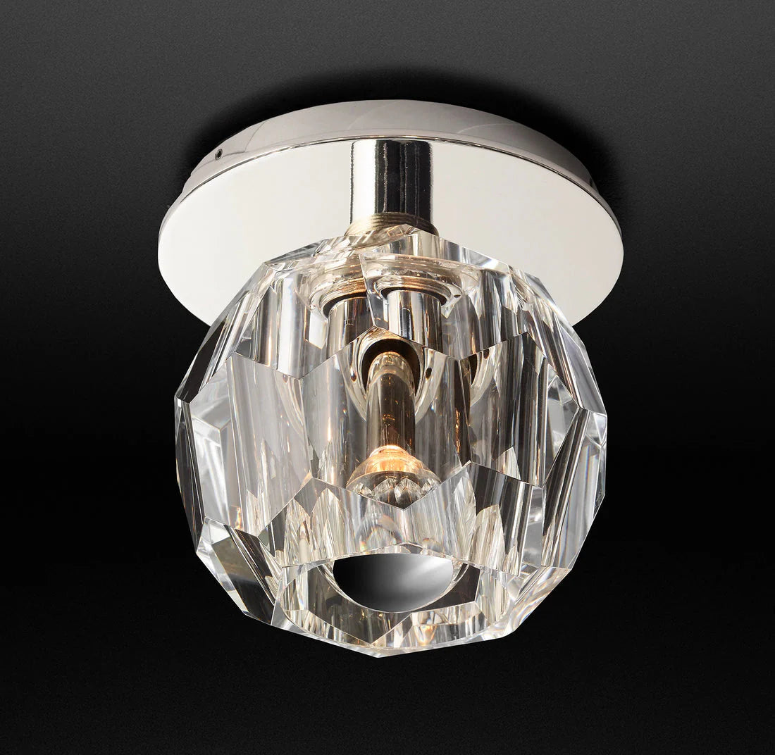 Boule De Clear Crystal Ball Flush Mount