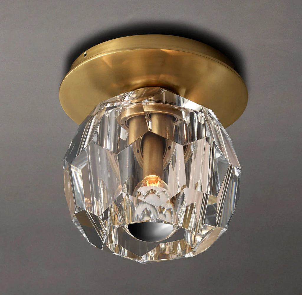 Boule De Clear Crystal Ball Flush Mount-Manorlights