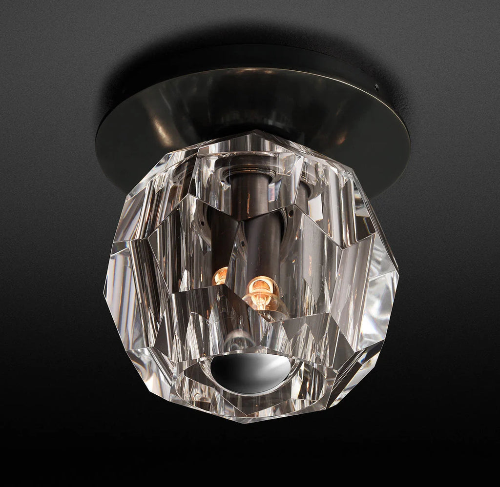 Boule De Clear Crystal Ball Flush Mount-Manorlights