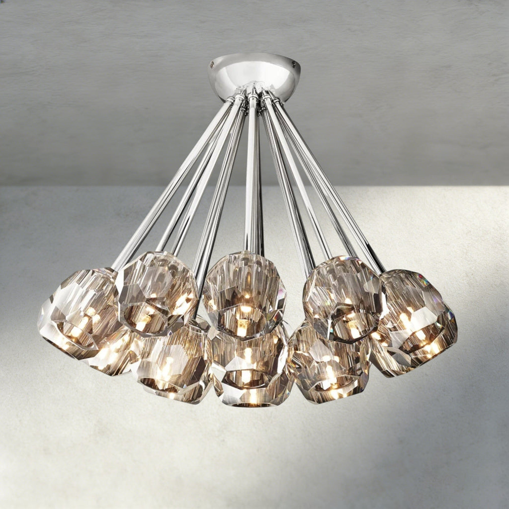 Boule De Clear/ Smoke Cristal Flushmount 24"-Manorlights
