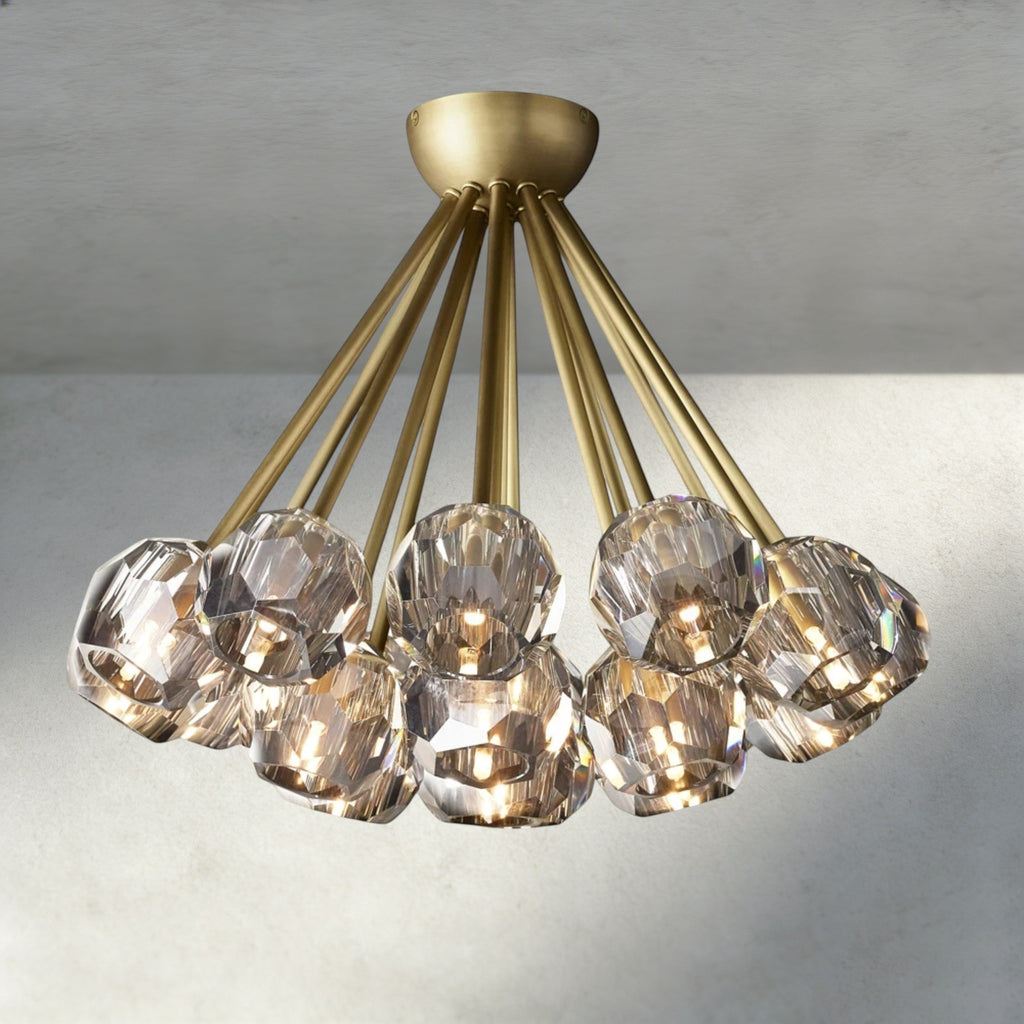 Boule De Clear/ Smoke Cristal Flushmount 24"-Manorlights