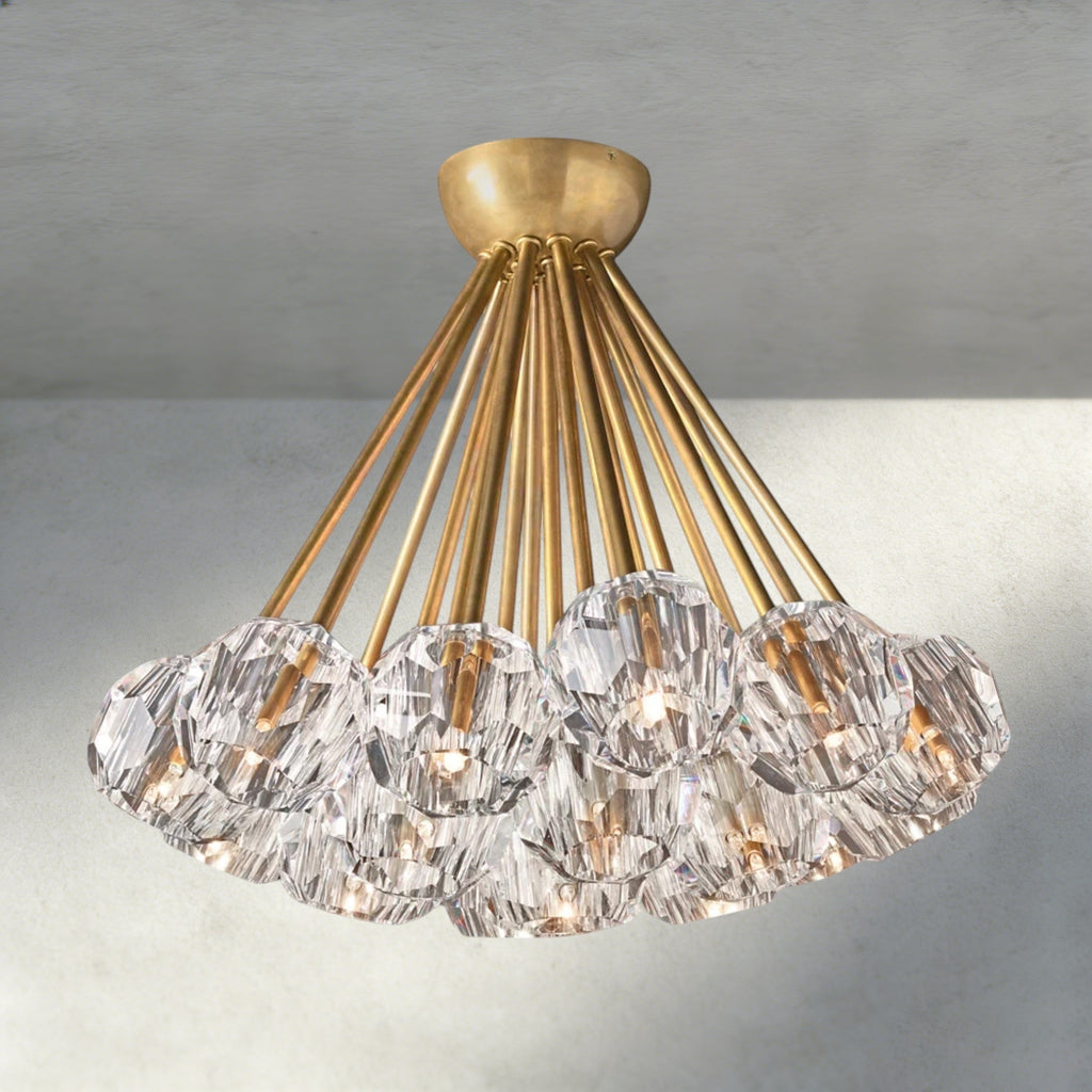 Boule De Clear/ Smoke Cristal Flushmount 24"-Manorlights