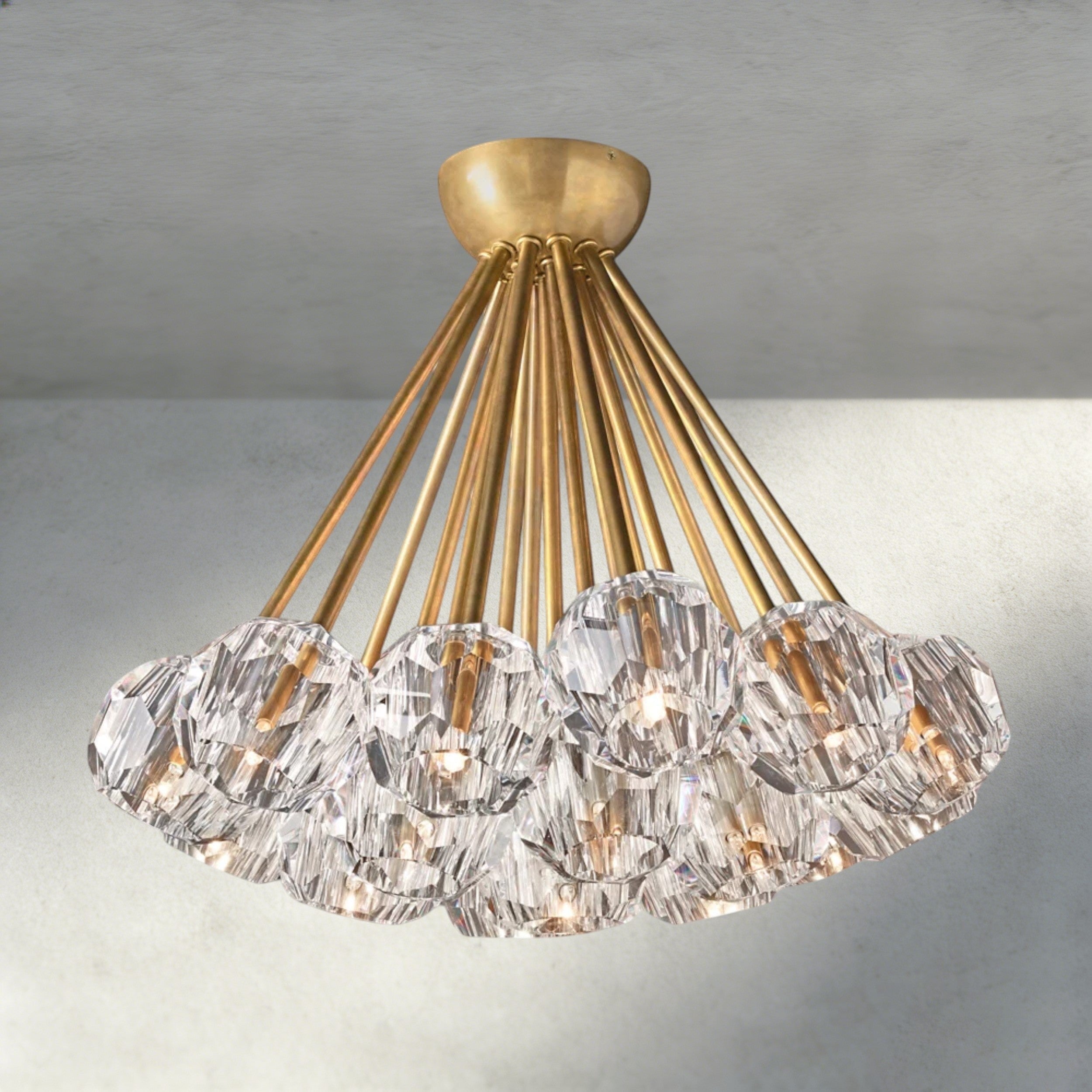 Boule De Clear/ Smoke Cristal Flushmount 24"-Manorlights