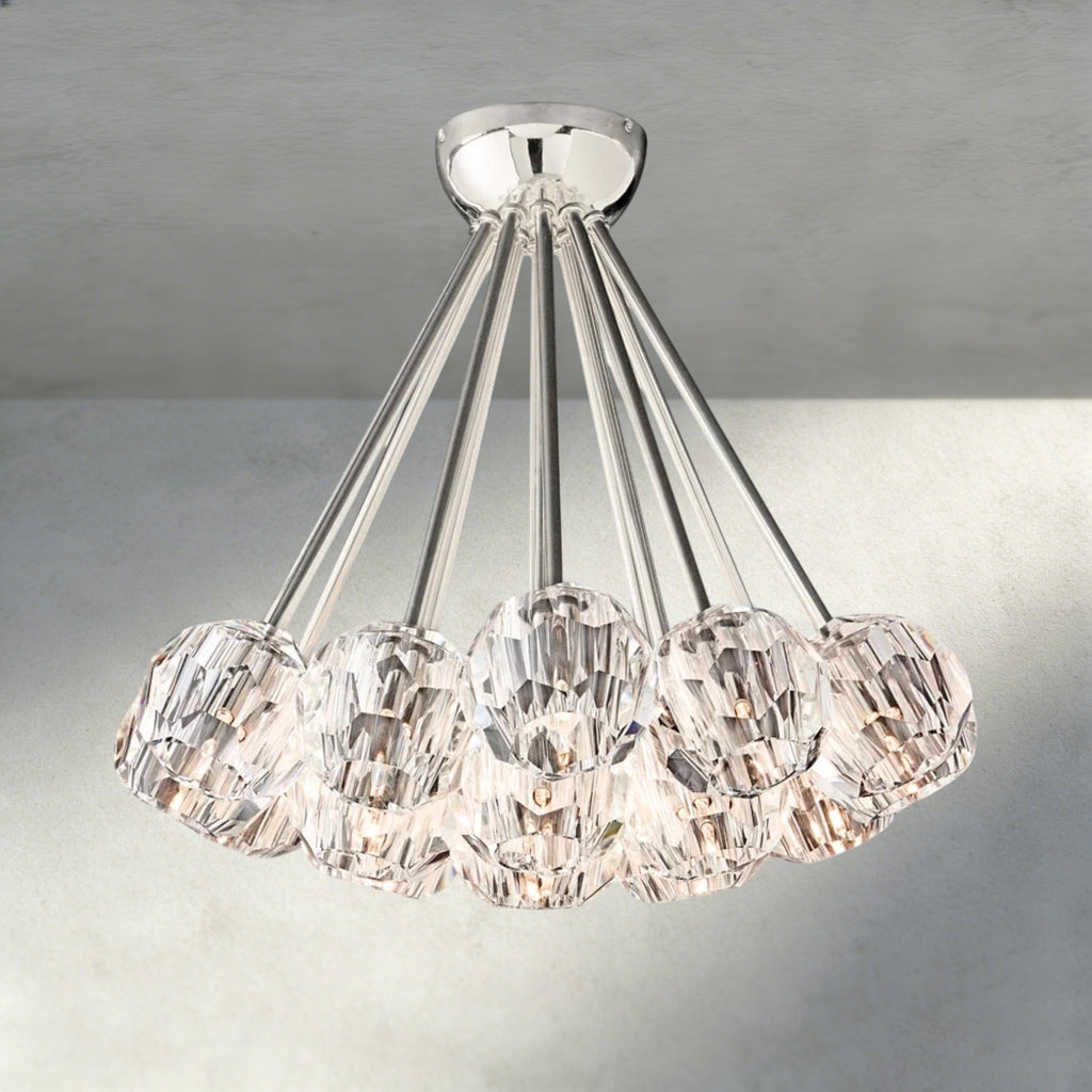 Boule De Clear/ Smoke Cristal Flushmount 24"-Manorlights