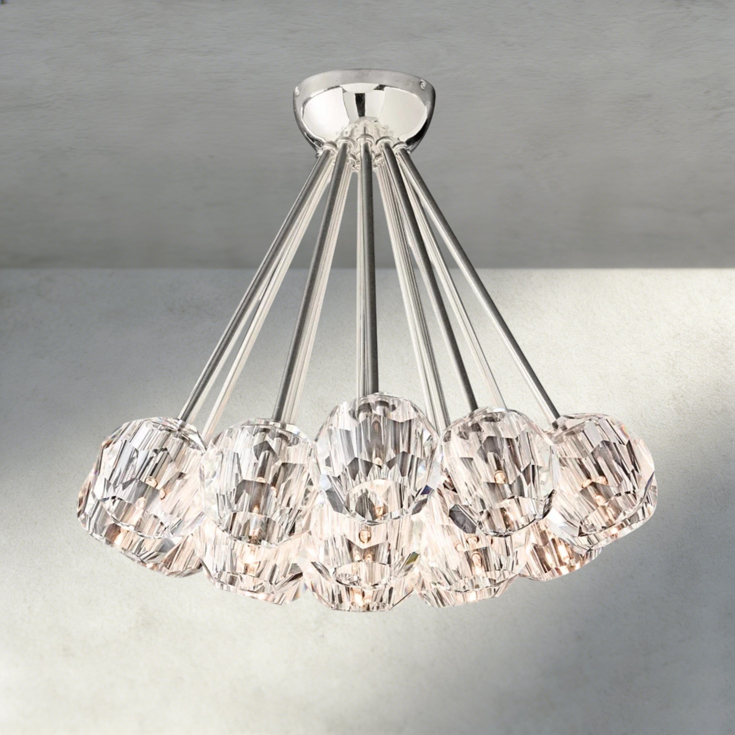 Boule De Clear/ Smoke Cristal Flushmount 24"-Manorlights