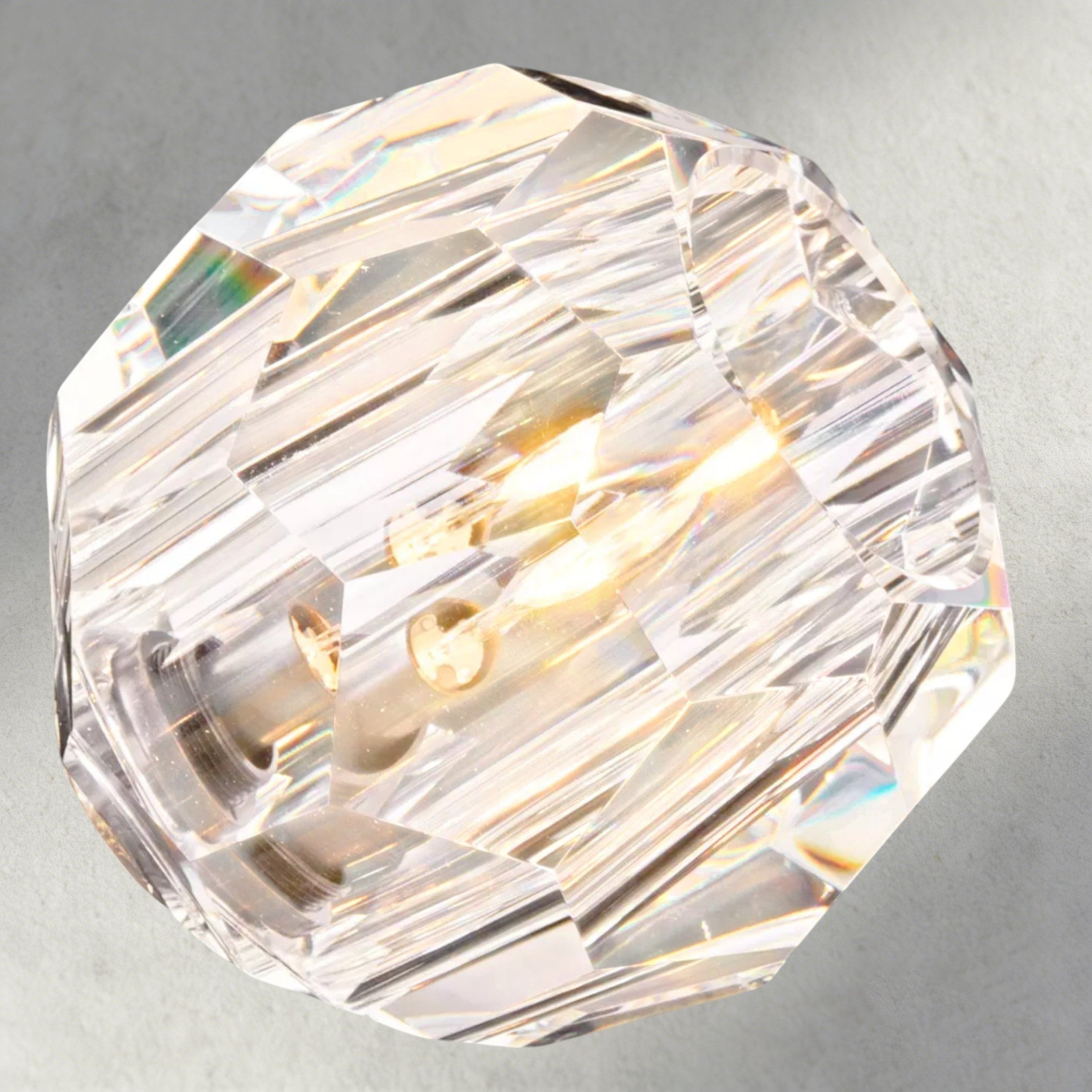 Boule De Clear/ Smoke Cristal Flushmount 24"-Manorlights