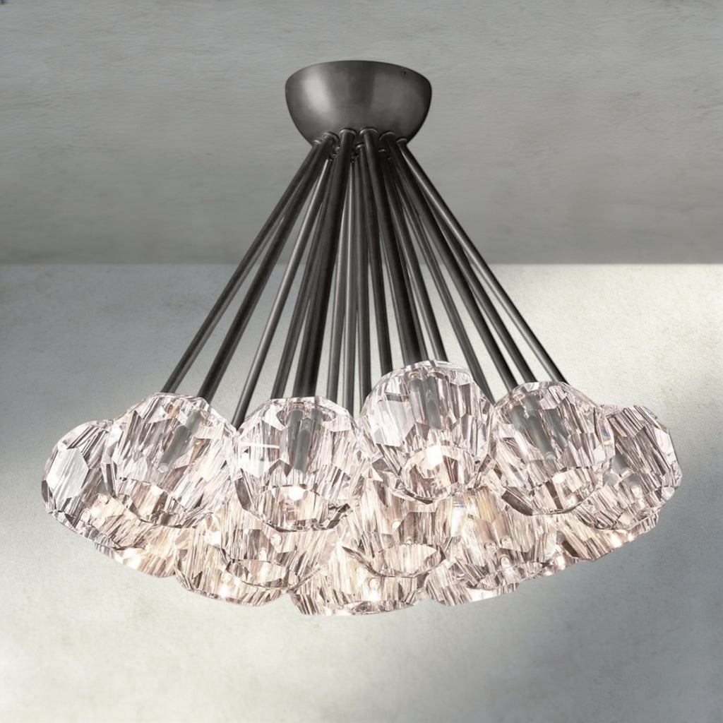 Boule De Clear/ Smoke Cristal Flushmount 24"-Manorlights
