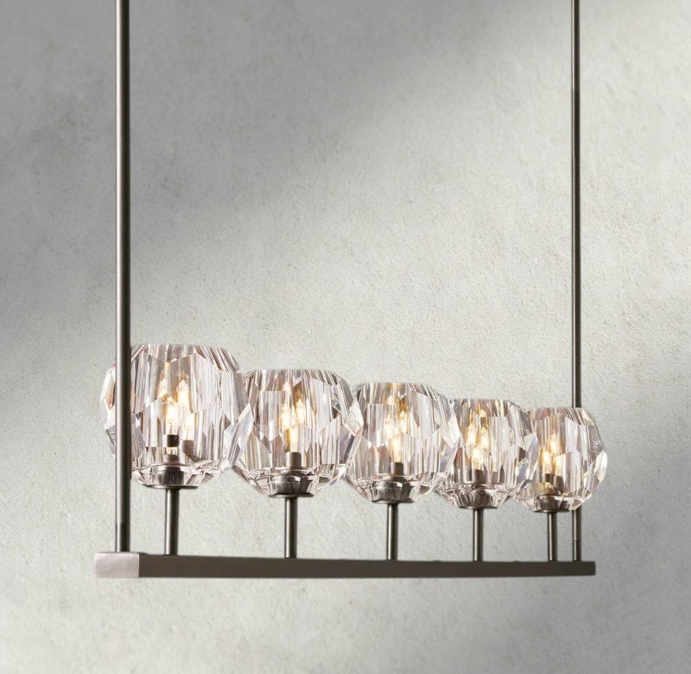 Boule De Cristal Clear Glass Linear Chandelier 48", 60"-Manorlights