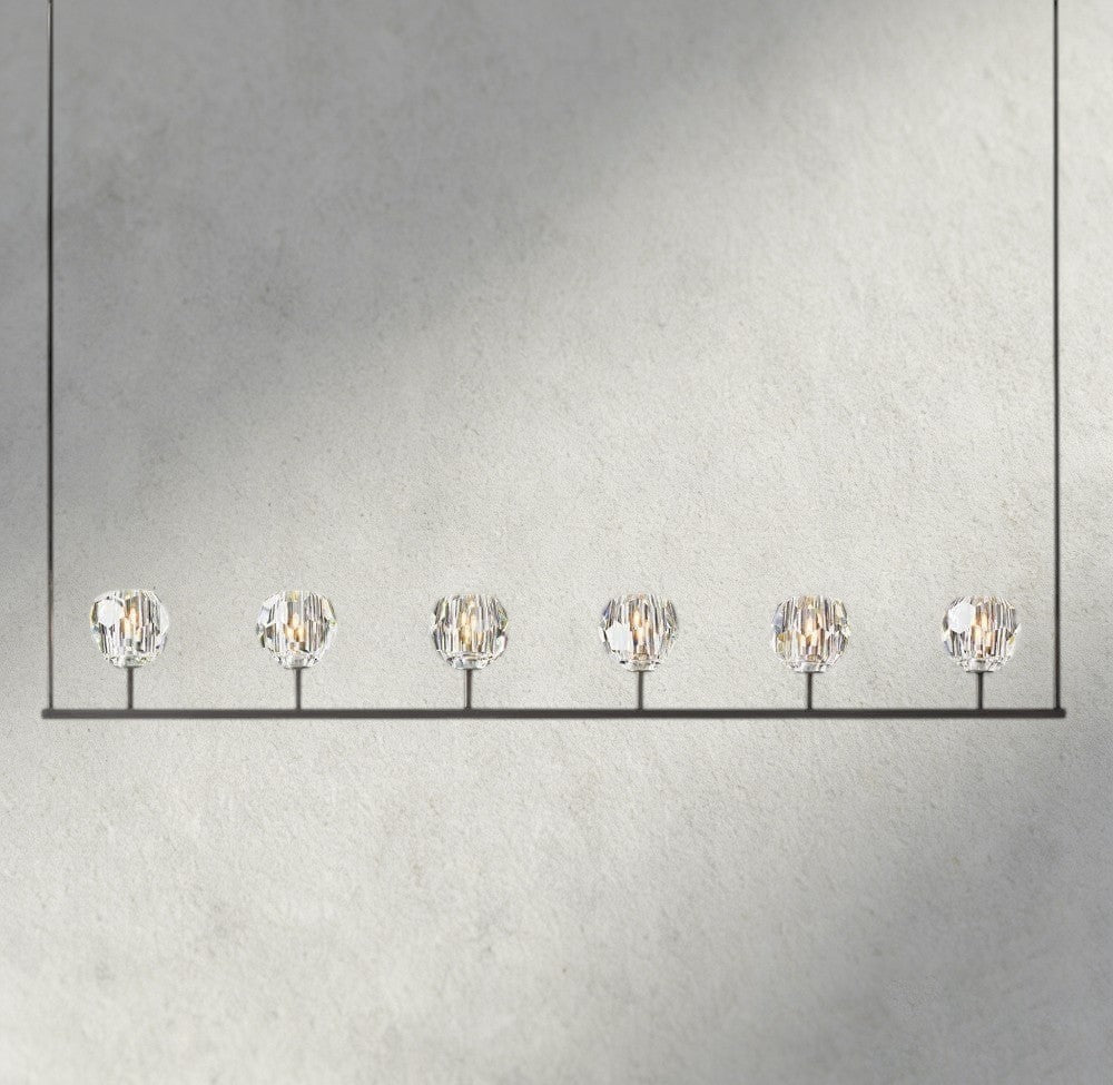 Boule De Cristal Clear Glass Linear Chandelier 48", 60"-Manorlights