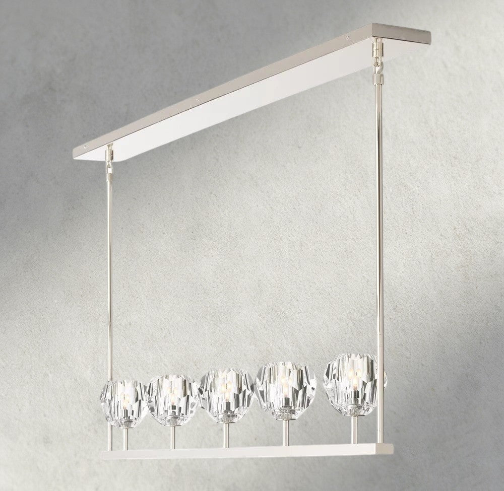Boule De Cristal Clear Glass Linear Chandelier 48", 60"-Manorlights