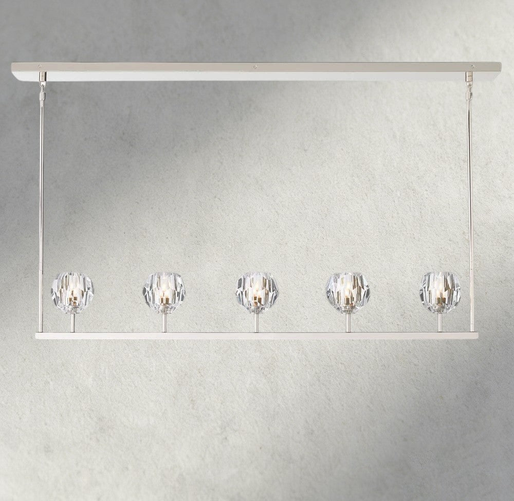 Boule De Cristal Clear Glass Linear Chandelier 48", 60"-Manorlights