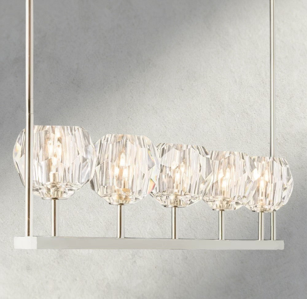 Boule De Cristal Clear Glass Linear Chandelier 48", 60"-Manorlights