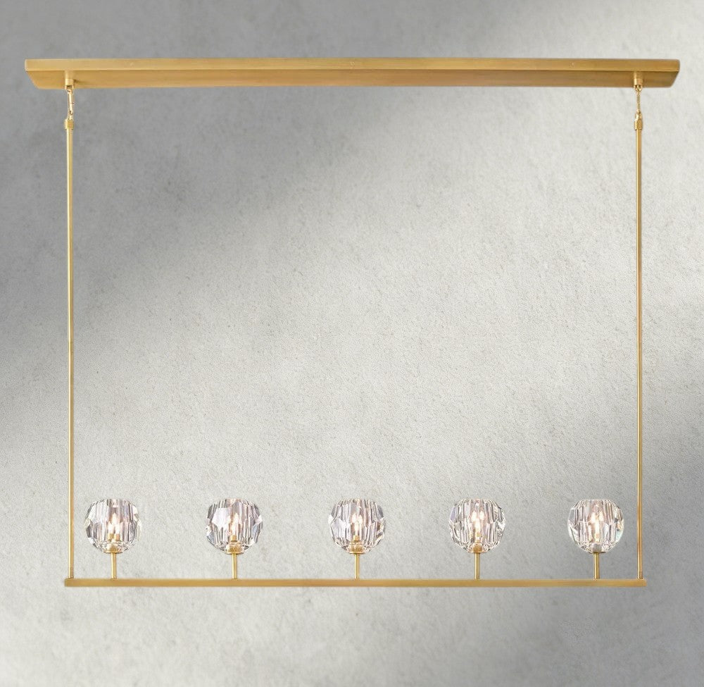 Boule De Cristal Clear Glass Linear Chandelier 48", 60"-Manorlights
