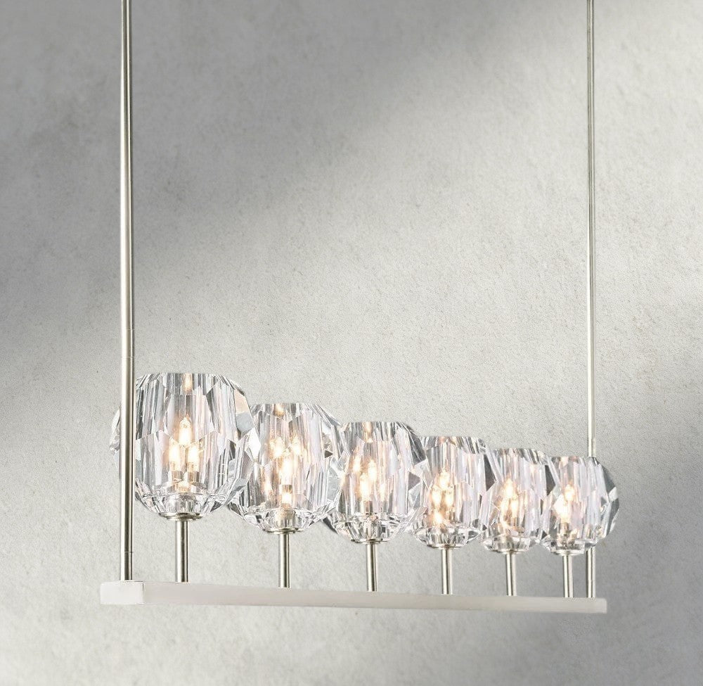 Boule De Cristal Clear Glass Linear Chandelier 48", 60"-Manorlights