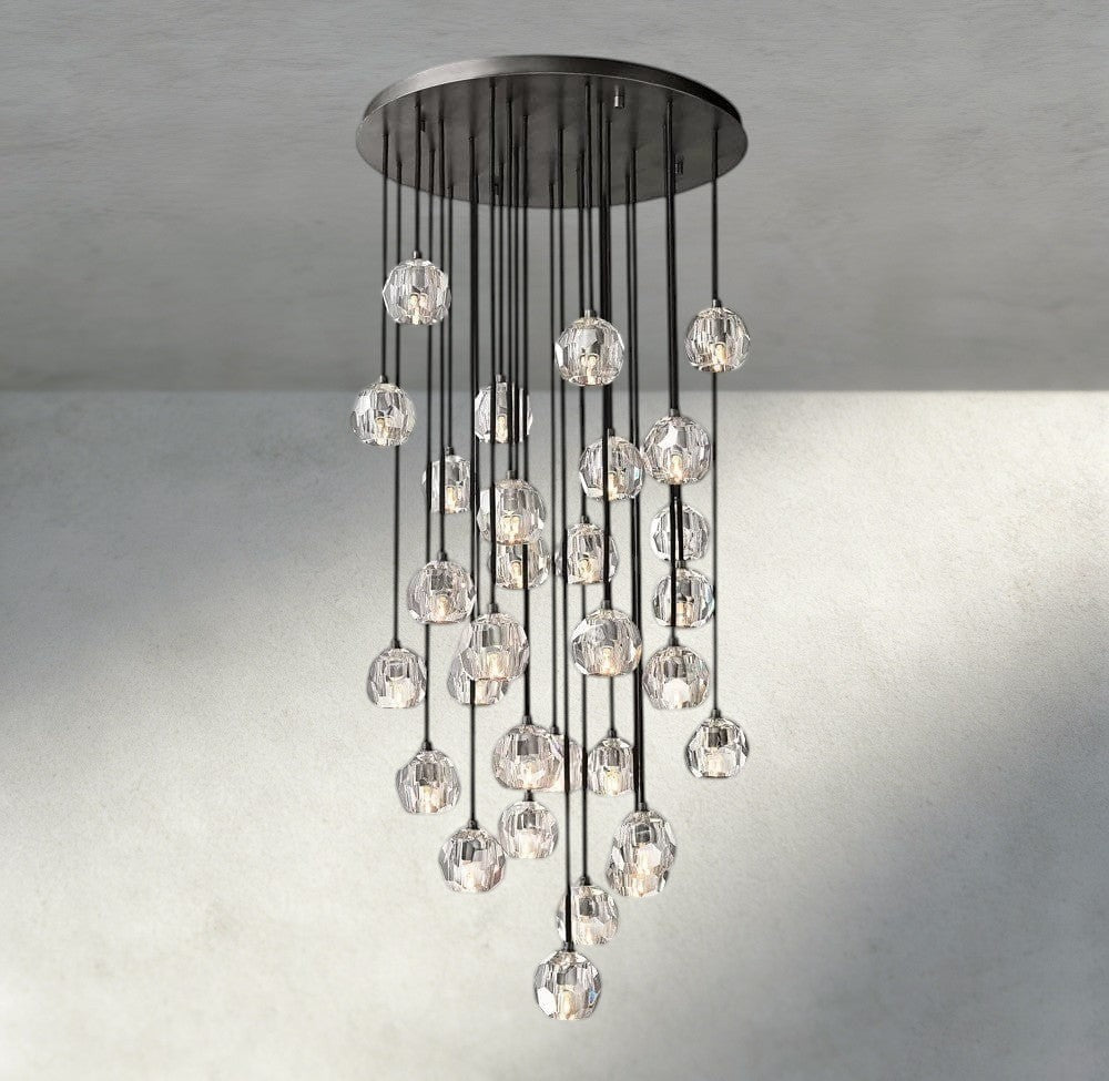 Boule De Cristal Clear/ Smoke Glass Round Cluster Chandelier 14", 19", 24", 30", 40"-Manorlights