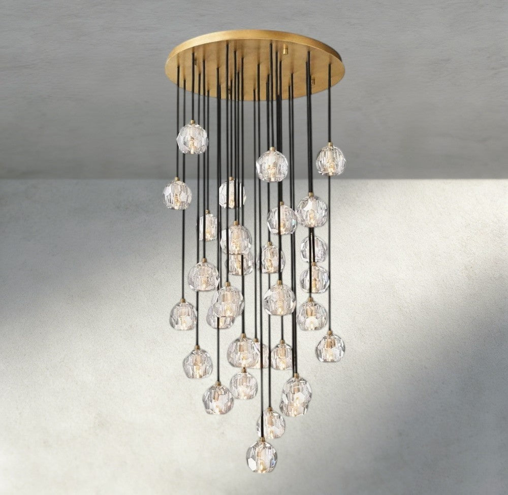 Boule De Cristal Clear/ Smoke Glass Round Cluster Chandelier 14", 19", 24", 30", 40"-Manorlights