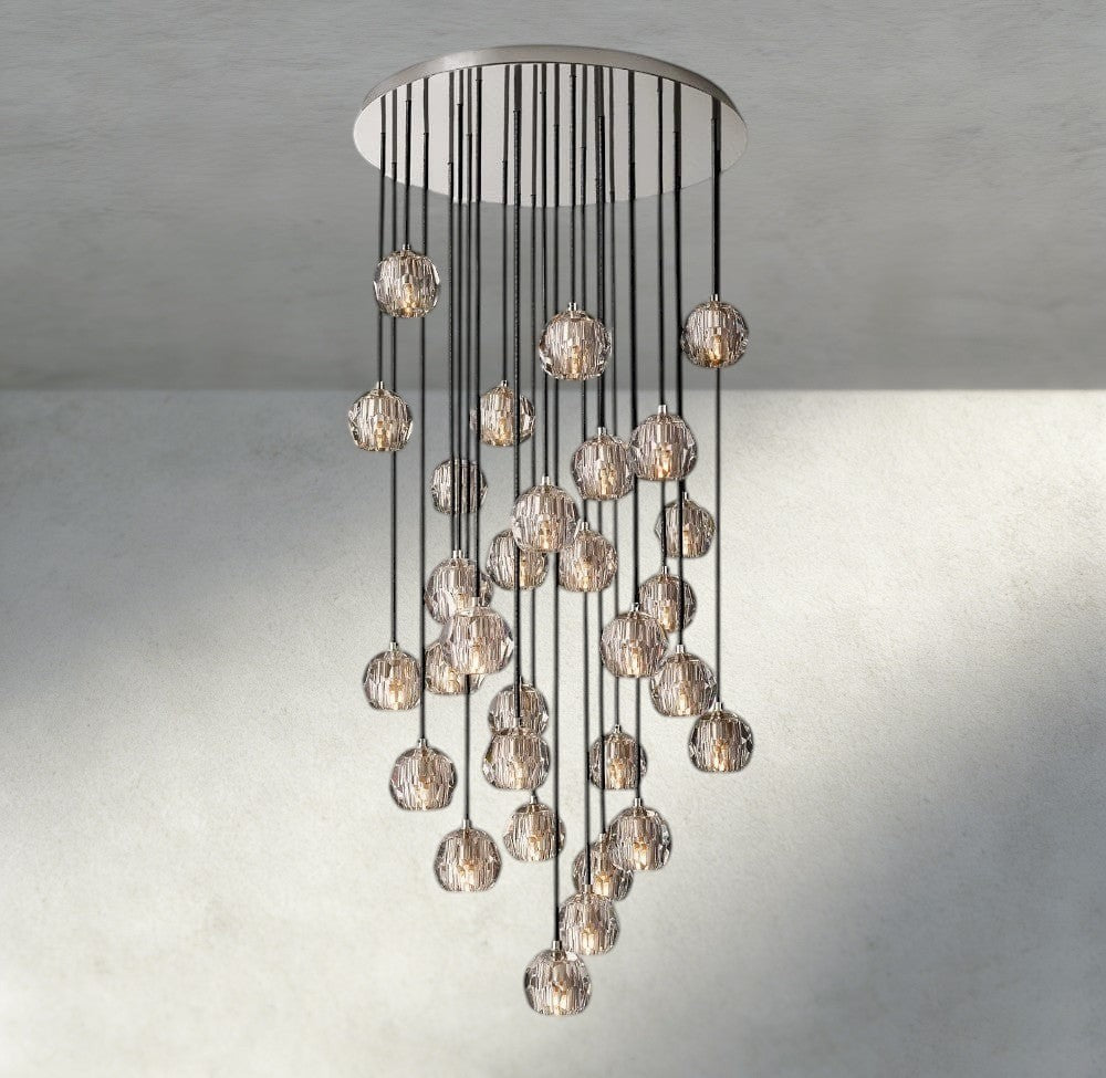 Boule De Cristal Clear/ Smoke Glass Round Cluster Chandelier 14", 19", 24", 30", 40"-Manorlights