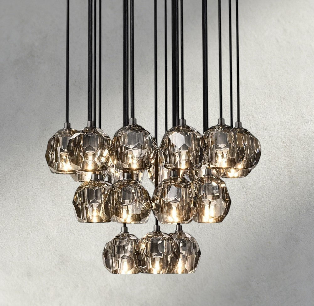 Boule De Cristal Clear/ Smoke Glass Round Cluster Chandelier 14", 19", 24", 30", 40"-Manorlights