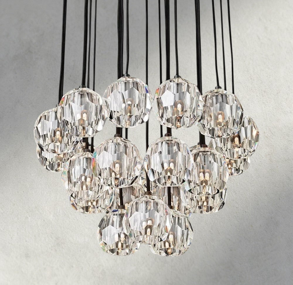Boule De Cristal Clear/ Smoke Glass Round Cluster Chandelier 14", 19", 24", 30", 40"-Manorlights
