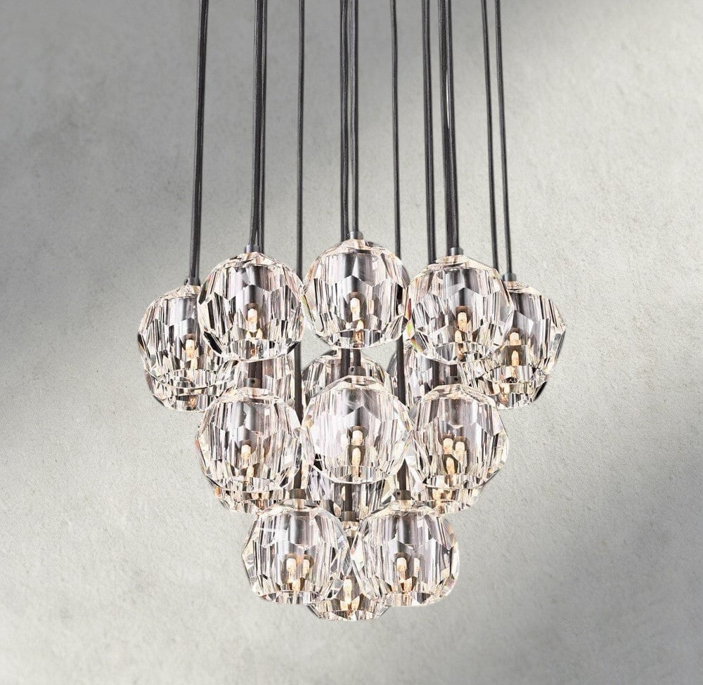 Boule De Cristal Clear/ Smoke Glass Round Cluster Chandelier 14", 19", 24", 30", 40"-Manorlights