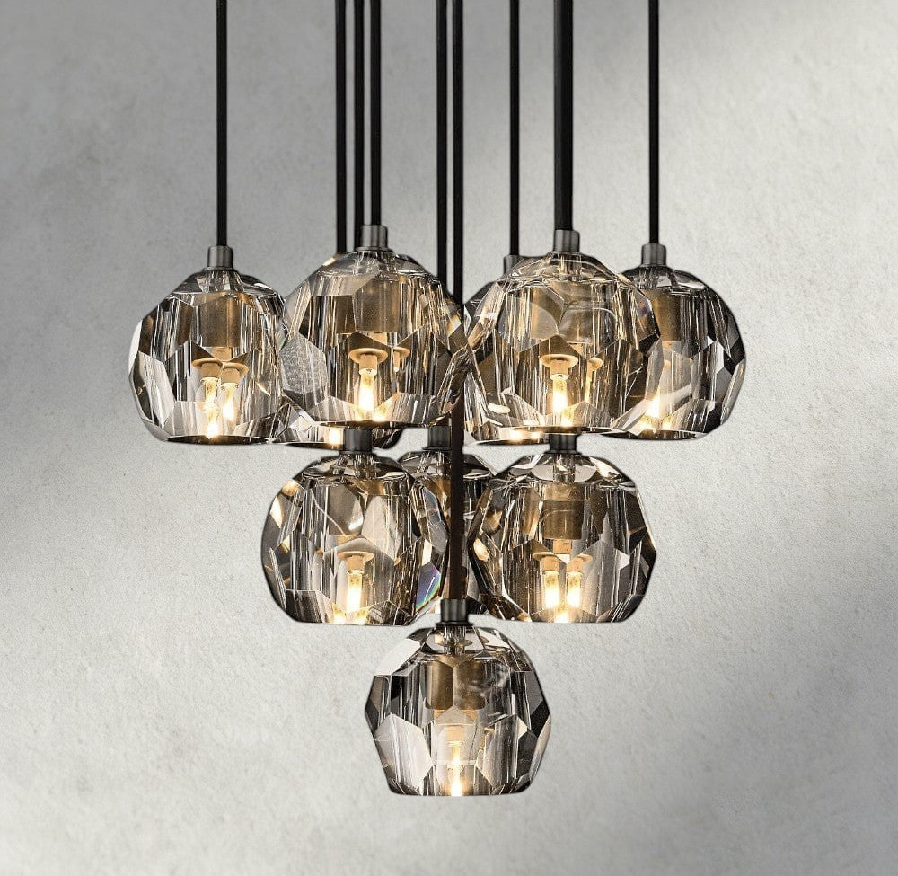 Boule De Cristal Clear/ Smoke Glass Round Cluster Chandelier 14", 19", 24", 30", 40"-Manorlights