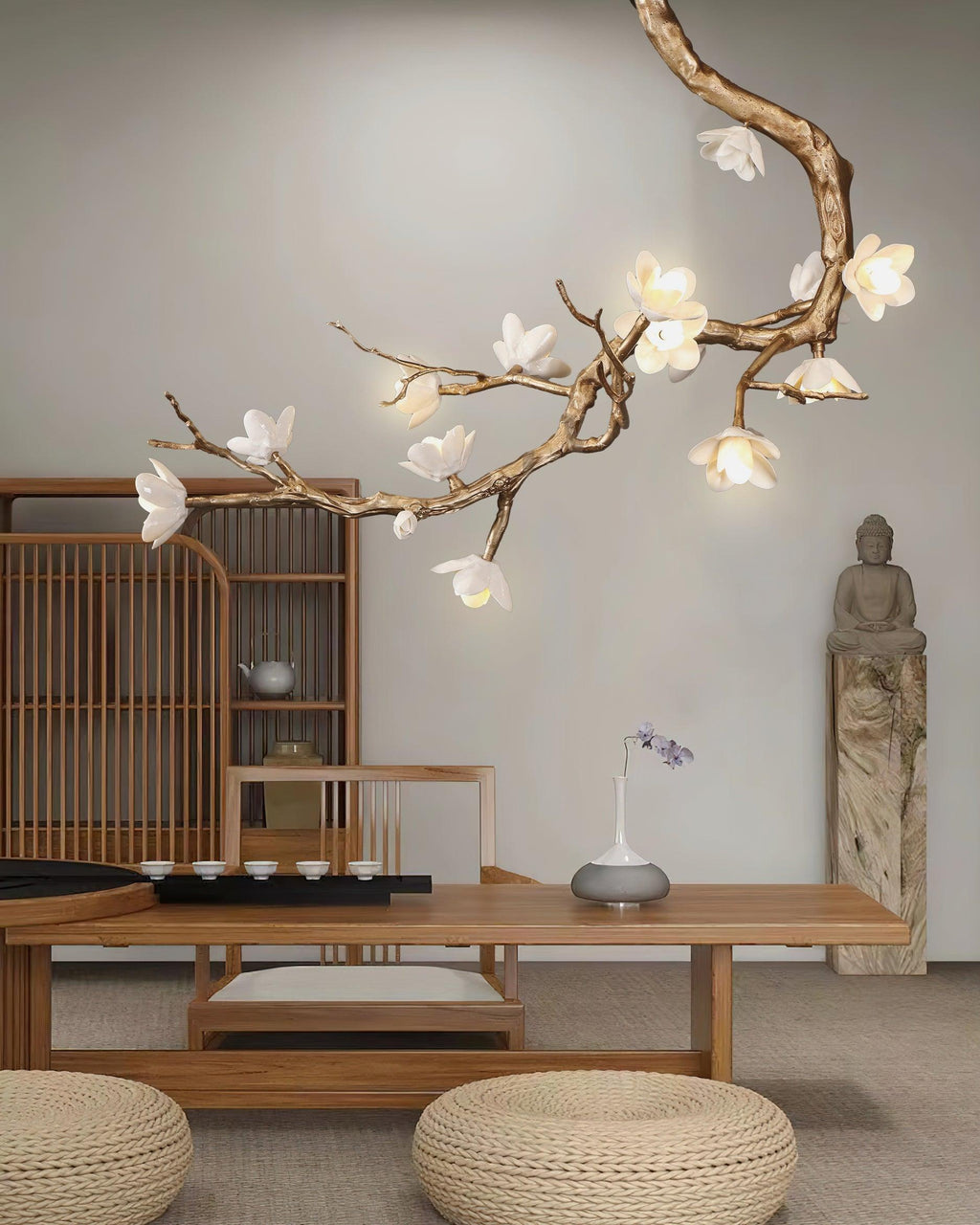 Brass Flower Branch Chandelier-Manorlights