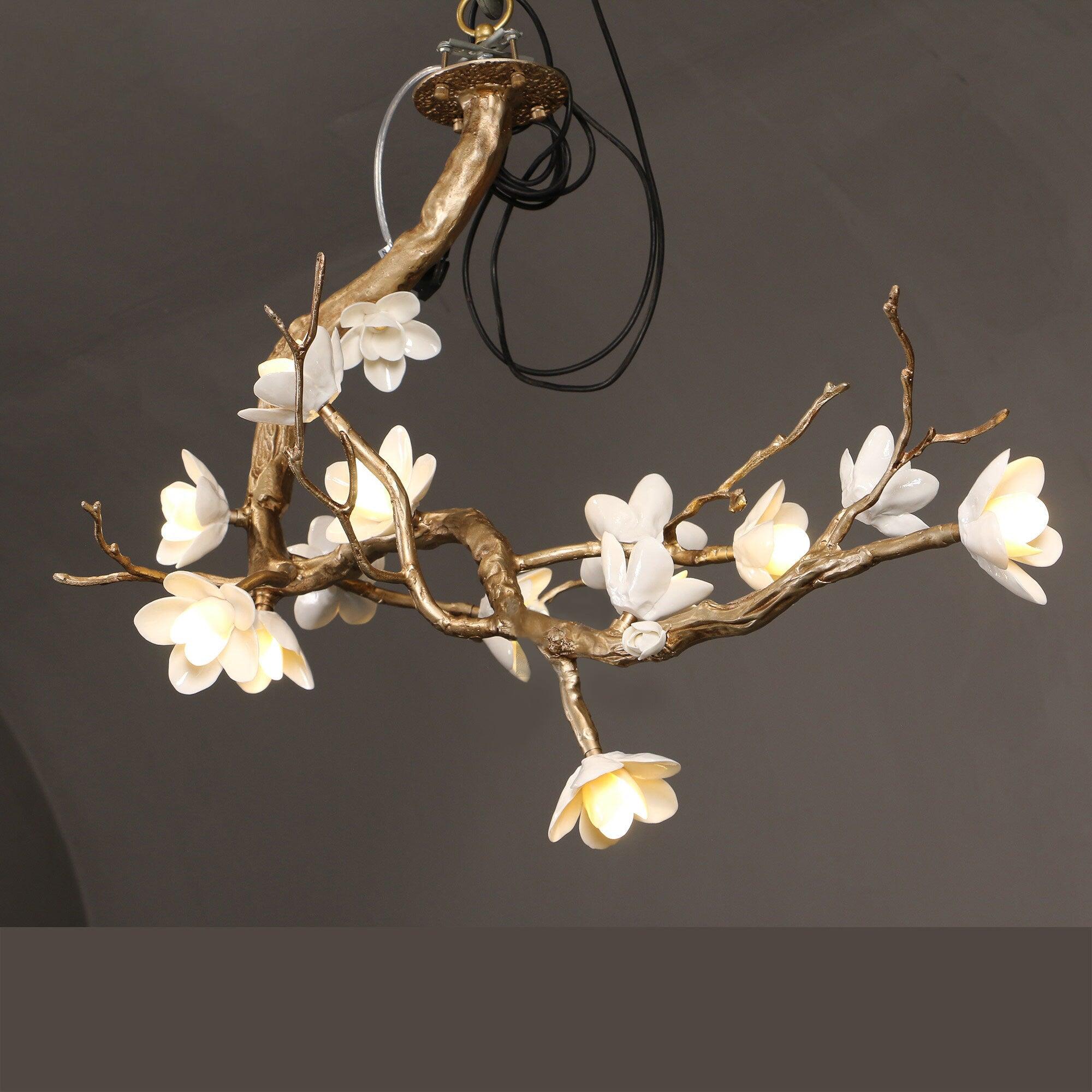 Brass Flower Branch Chandelier-Manorlights