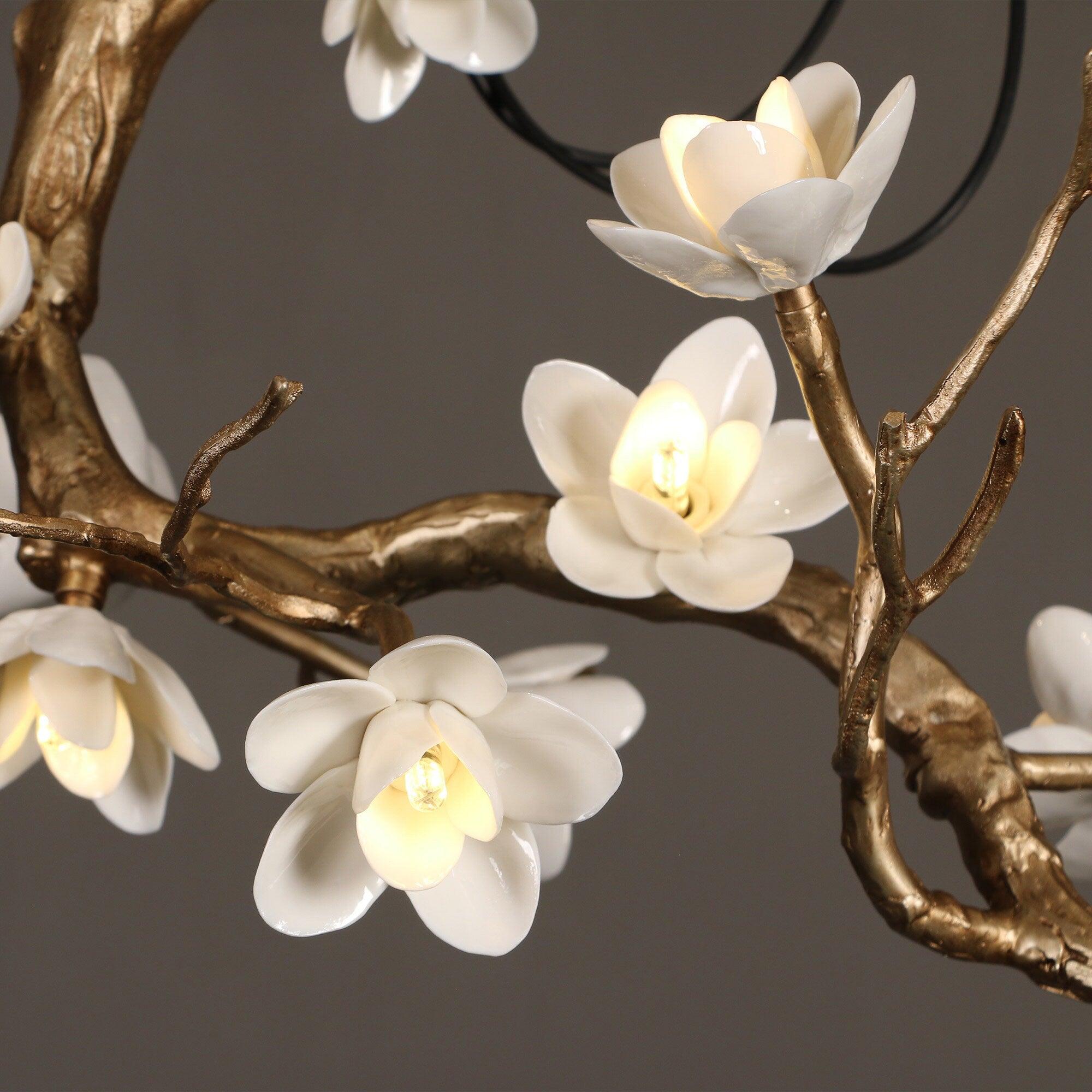 Brass Flower Branch Chandelier-Manorlights