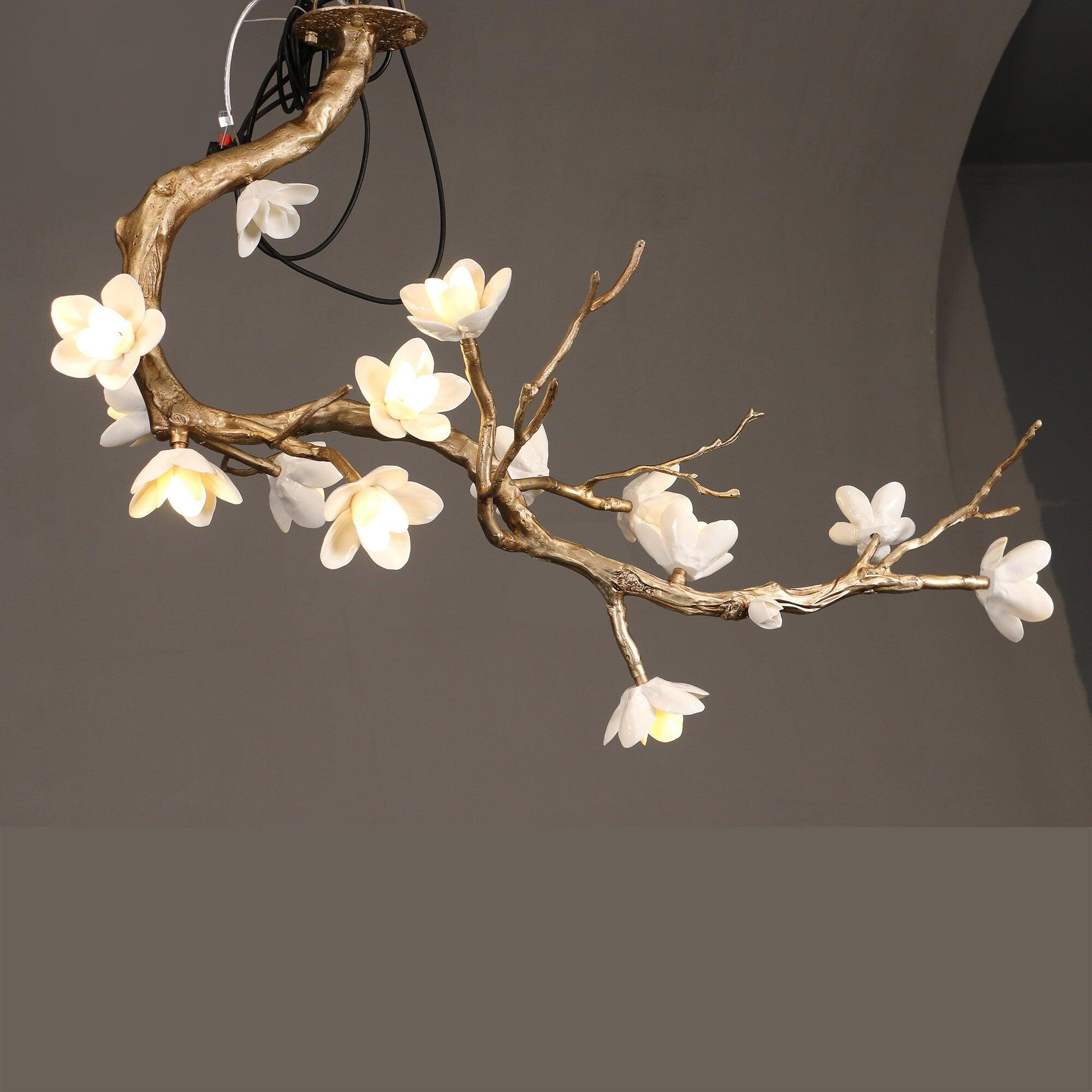 Brass Flower Branch Chandelier-Manorlights