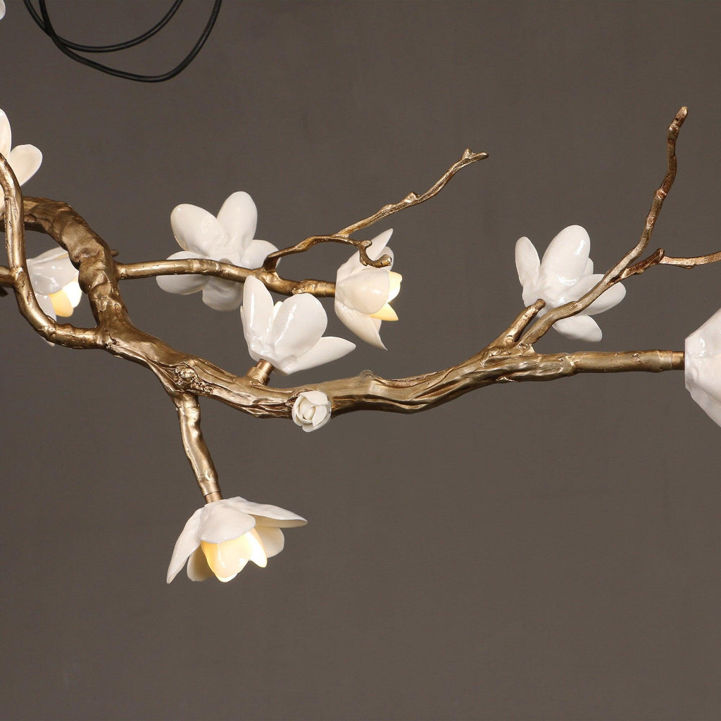 Brass Flower Branch Chandelier-Manorlights