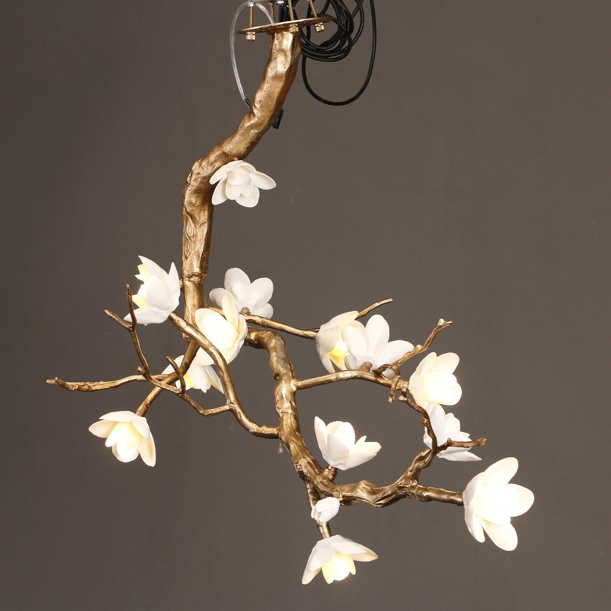 Brass Flower Branch Chandelier-Manorlights