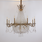 33X33 Inch French Empire Brass and Crystal Chandelier-铜灯-Manorlights