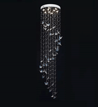 Caelira LED K9 Crystal Spiral Chandelier - Dia 15.7″ × H 98.4″BlueWarm LightBlushlighting
