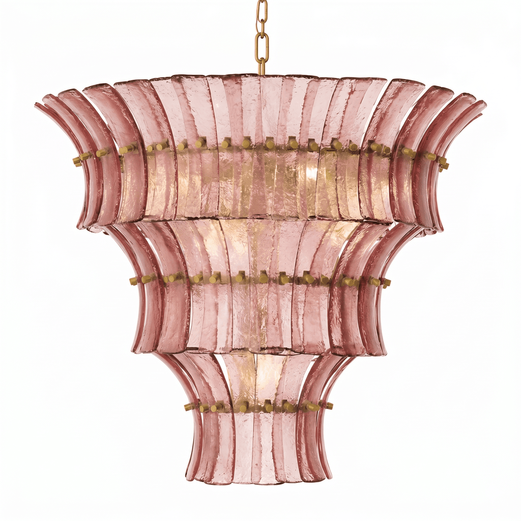 Calyra Tiered Glass Chandelier - ∅ 26.4″ x H 23.6″Pink & GoldManorlights