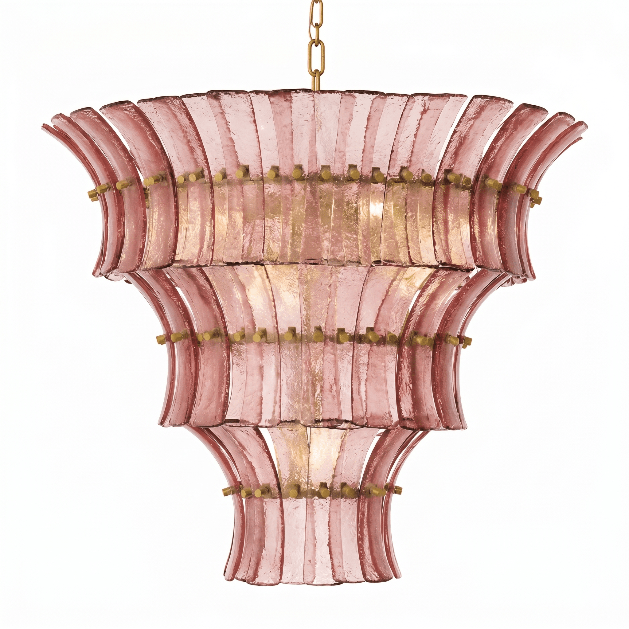 Calyra Tiered Glass Chandelier - ∅ 26.4″ x H 23.6″Pink & GoldManorlights