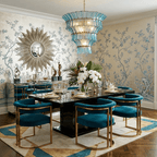 Calyra Tiered Glass Chandelier - ∅ 26.4″ x H 23.6″Blue & GoldManorlights