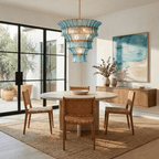 Calyra Tiered Glass Chandelier - ∅ 26.4″ x H 23.6″Blue & GoldManorlights