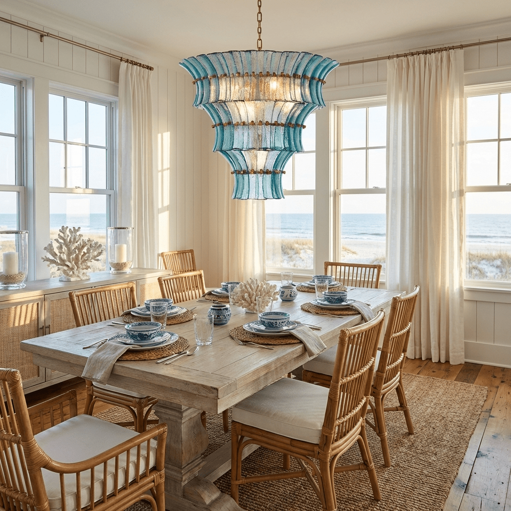 Calyra Tiered Glass Chandelier - ∅ 26.4″ x H 23.6″Blue & GoldManorlights