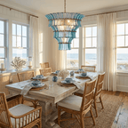 Calyra Tiered Glass Chandelier - ∅ 26.4″ x H 23.6″Blue & GoldManorlights