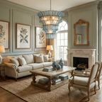 Calyra Tiered Glass Chandelier - ∅ 26.4″ x H 23.6″Blue & GoldManorlights