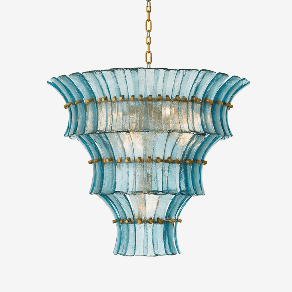 Calyra Tiered Glass Chandelier - ∅ 26.4″ x H 23.6″Blue & GoldManorlights