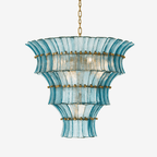 Calyra Tiered Glass Chandelier - ∅ 26.4″ x H 23.6″Blue & GoldManorlights